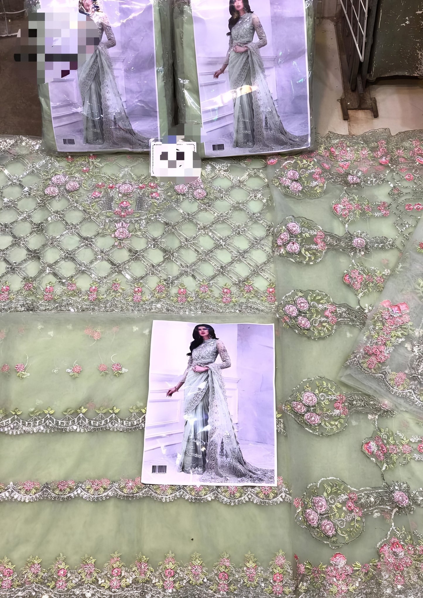 Maria B Saree MD-682 – Embroidered Net Saree with Satin Silk Trouser | Luxury Formal Wear