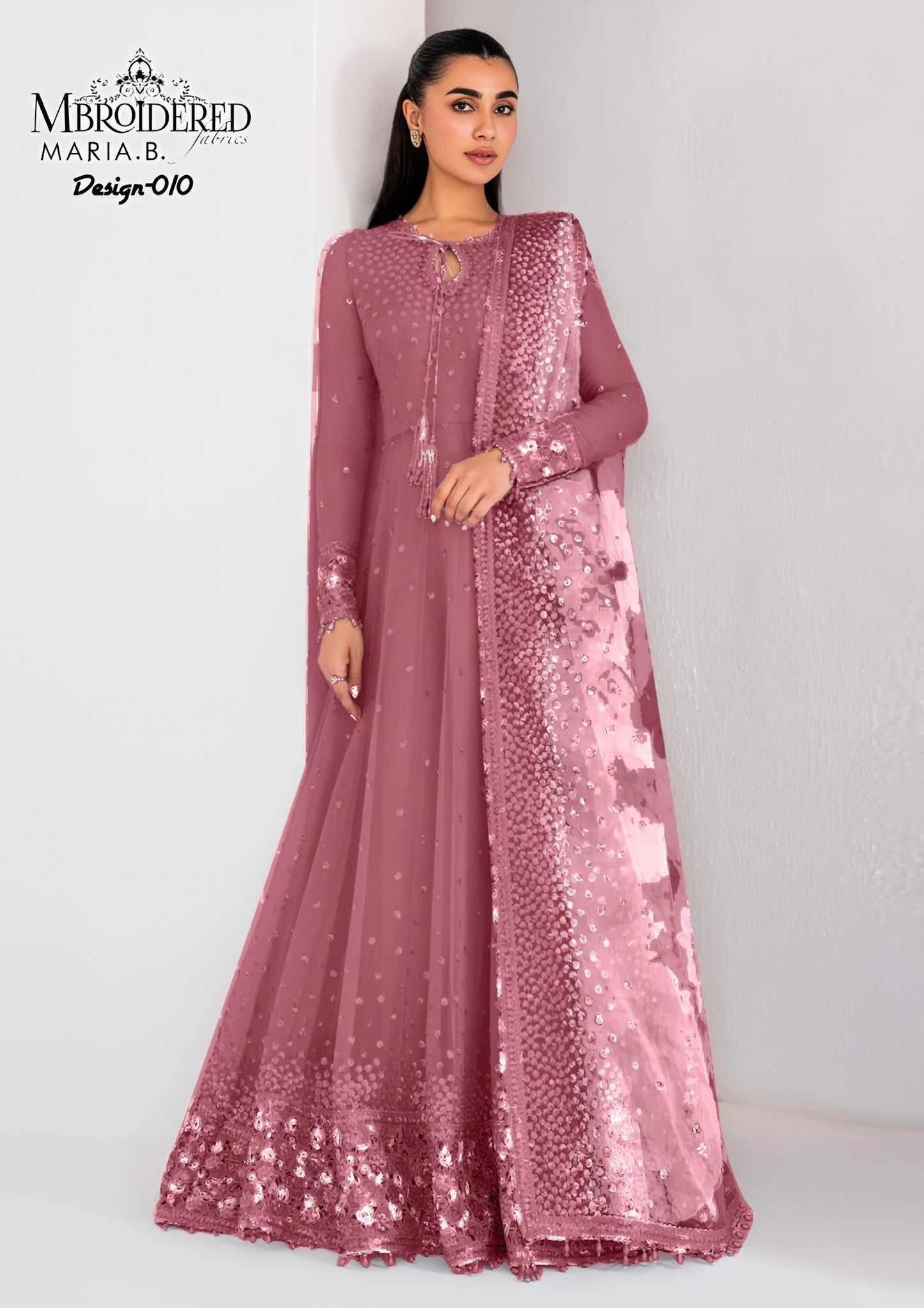 Jazmin Chiffon Embroidered Sequence Maxi – Net Dupatta & Silk Trouser | Luxury Formal Wear 2025