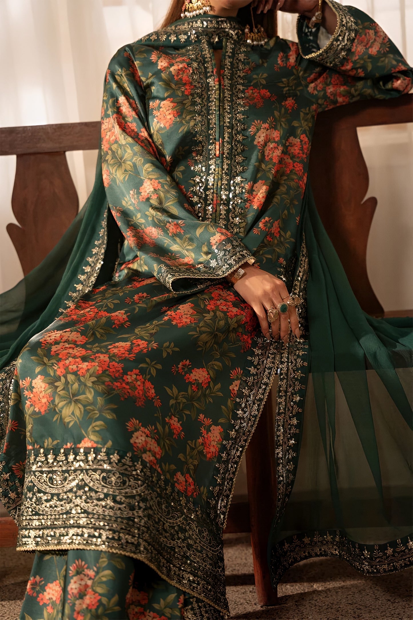 Shenora Shamoz Silk Embroidered Suit – Chiffon Dupatta