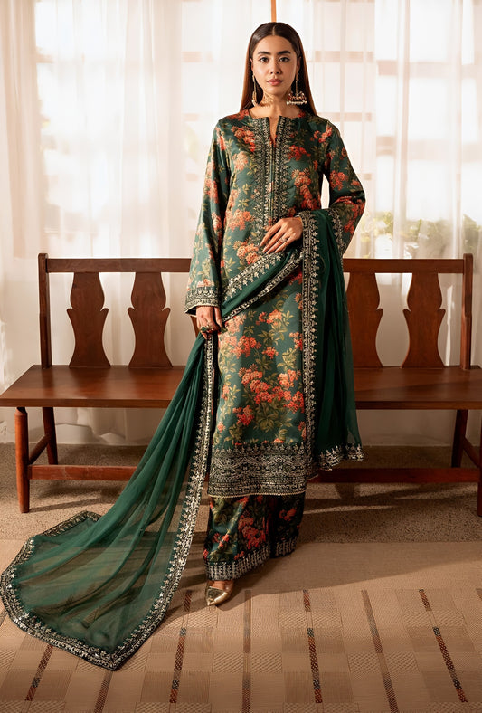 Shenora Shamoz Silk Embroidered Suit – Chiffon Dupatta