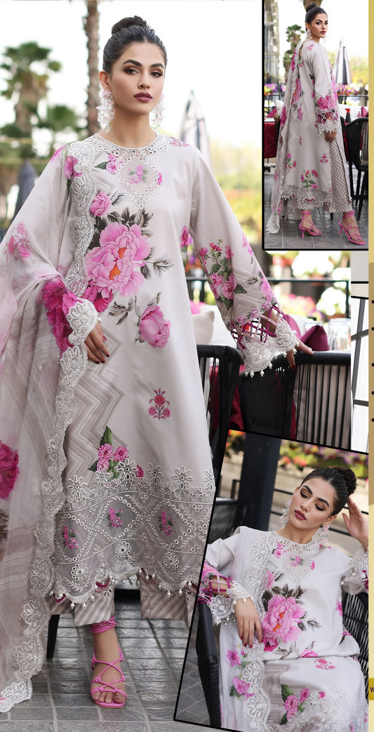 Heer Collection Silk Embroidered Ready-to-Wear Suit – Digital Printed Silk with Adda Work & Heavy Embroidered Dupatta