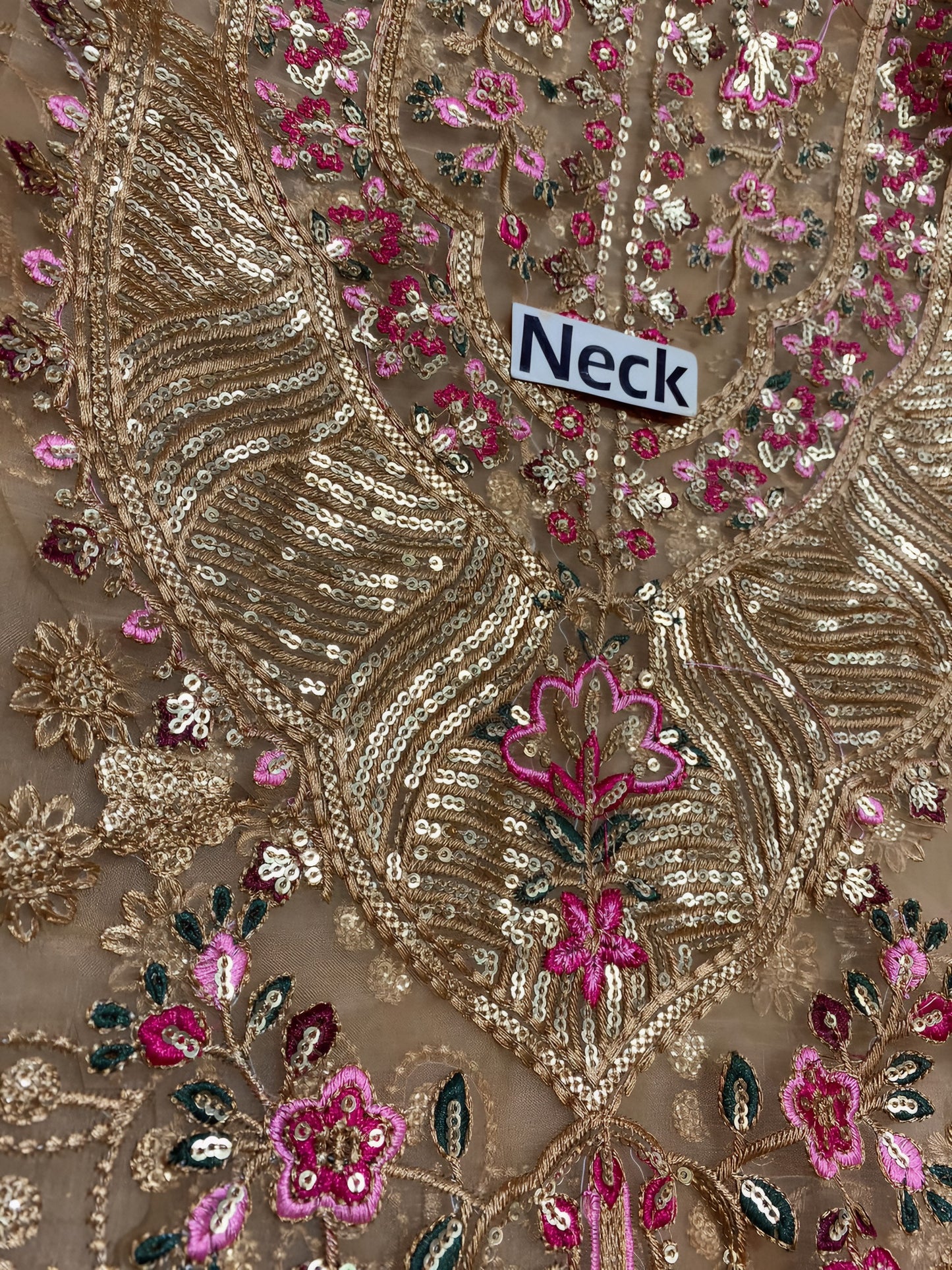 Aneela’s 3Pc Unstitched Organza Embroidered Suit by Ahmozi – Heavy Embroidered Silk Dupatta & Shamoz Silk Trouser