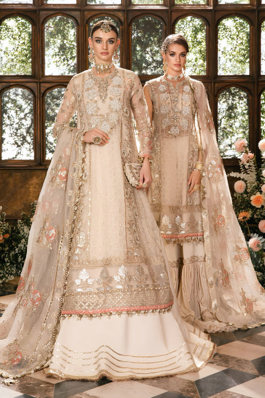 Maria B Wedding Collection Organza Embroidered Spengle Work Suit – Hand Embellished Adda Work & Satin Silk Trouser