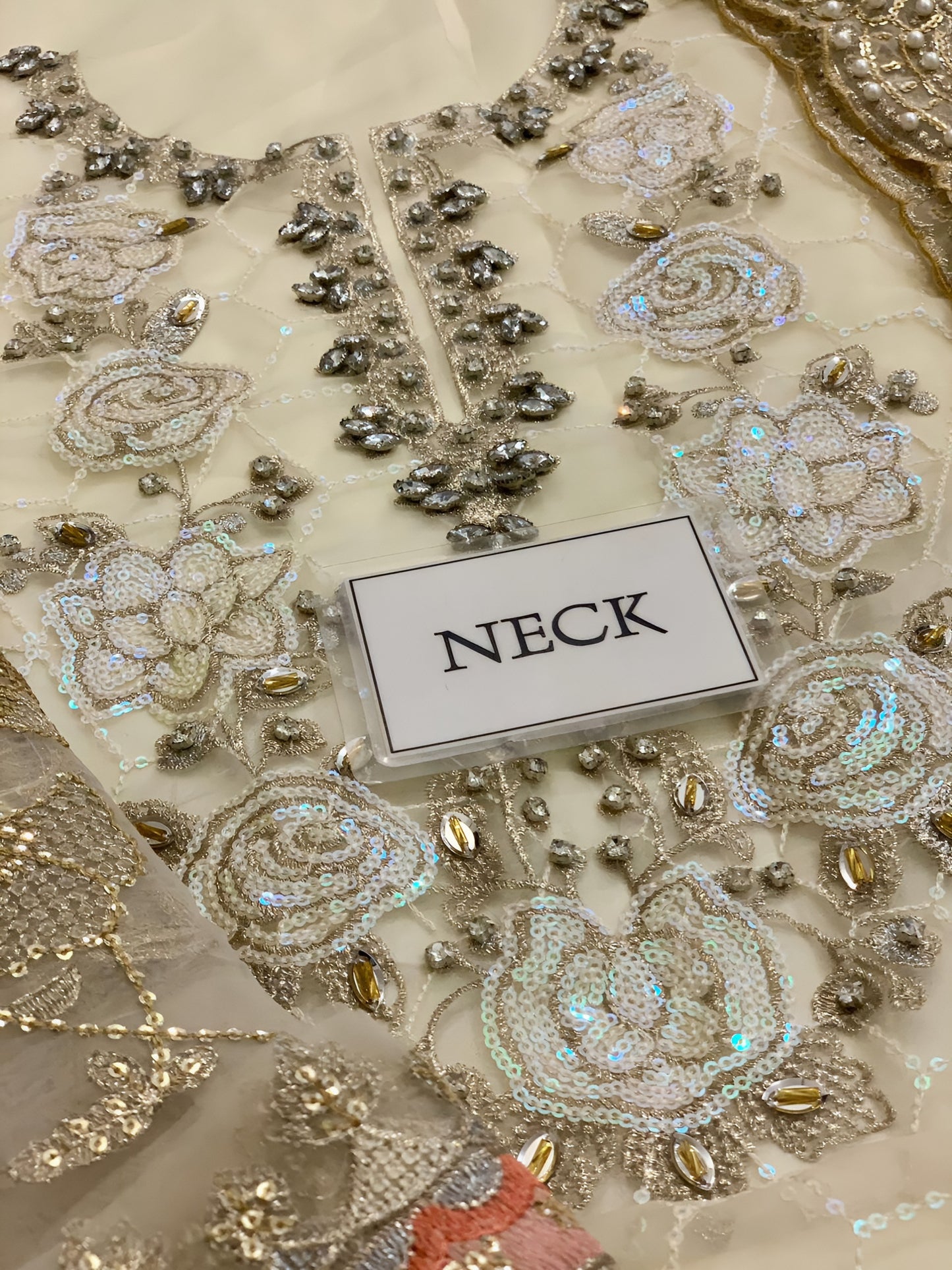 Maria B Wedding Collection Organza Embroidered Spengle Work Suit – Hand Embellished Adda Work & Satin Silk Trouser