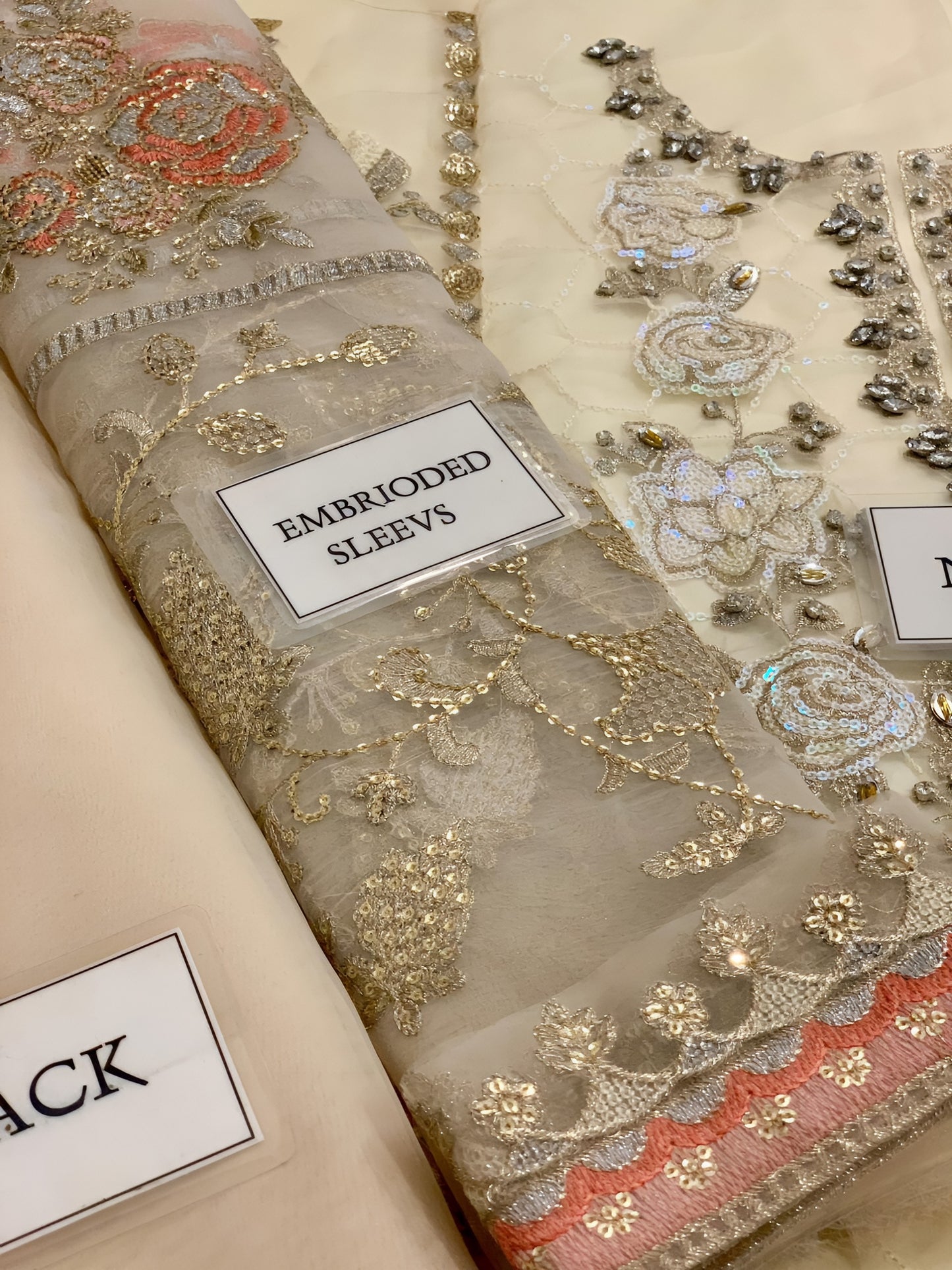 Maria B Wedding Collection Organza Embroidered Spengle Work Suit – Hand Embellished Adda Work & Satin Silk Trouser