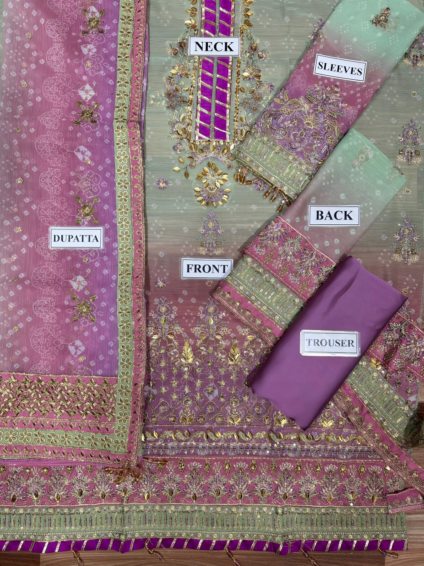 Baroque Chiffon Embroidered Sequence & Adda Work Suit – Silk Trouser | Luxury Formal Wear