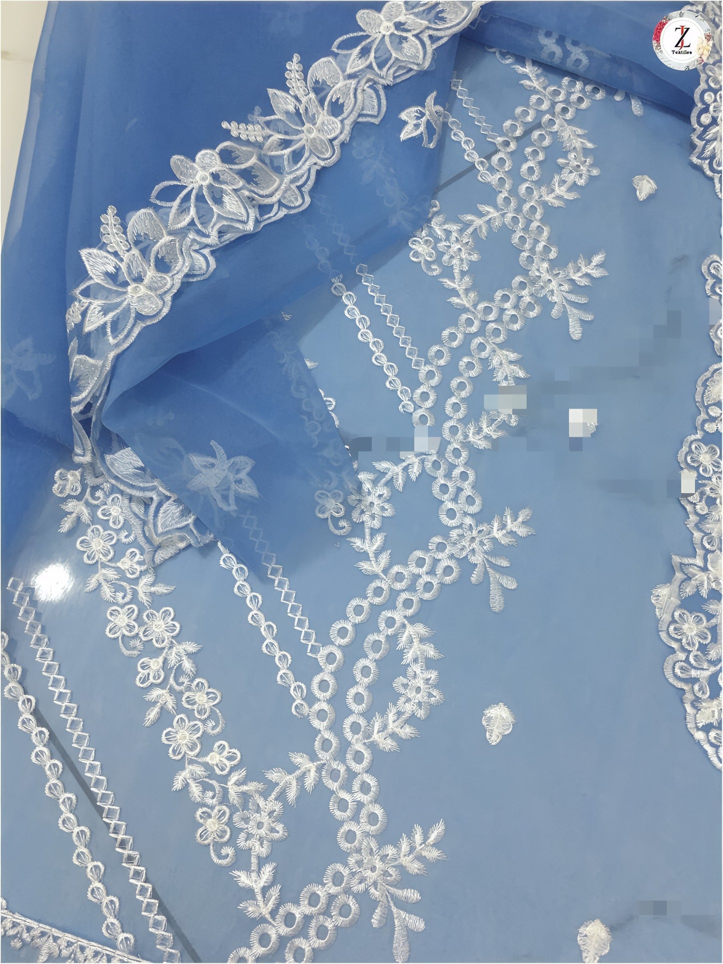 Embroidered Organza Suit – Thread & Sequin Work