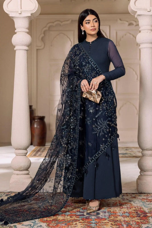 Alizeh  Chiffon Unstitched 3-Piece Dress – Net Dupatta & Satin Silk Trouser