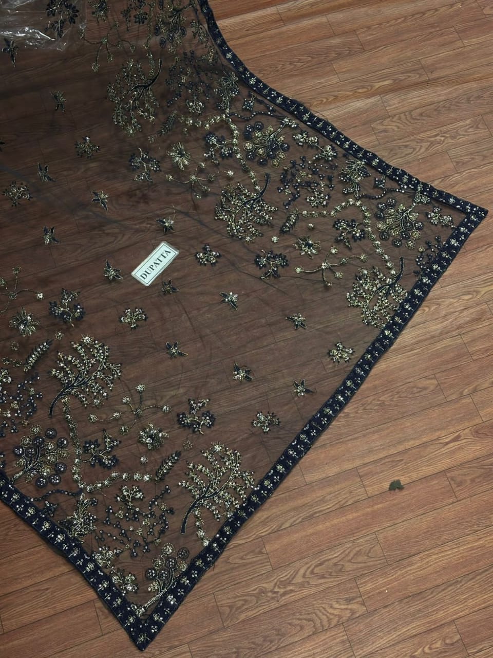 Alizeh  Chiffon Unstitched 3-Piece Dress – Net Dupatta & Satin Silk Trouser