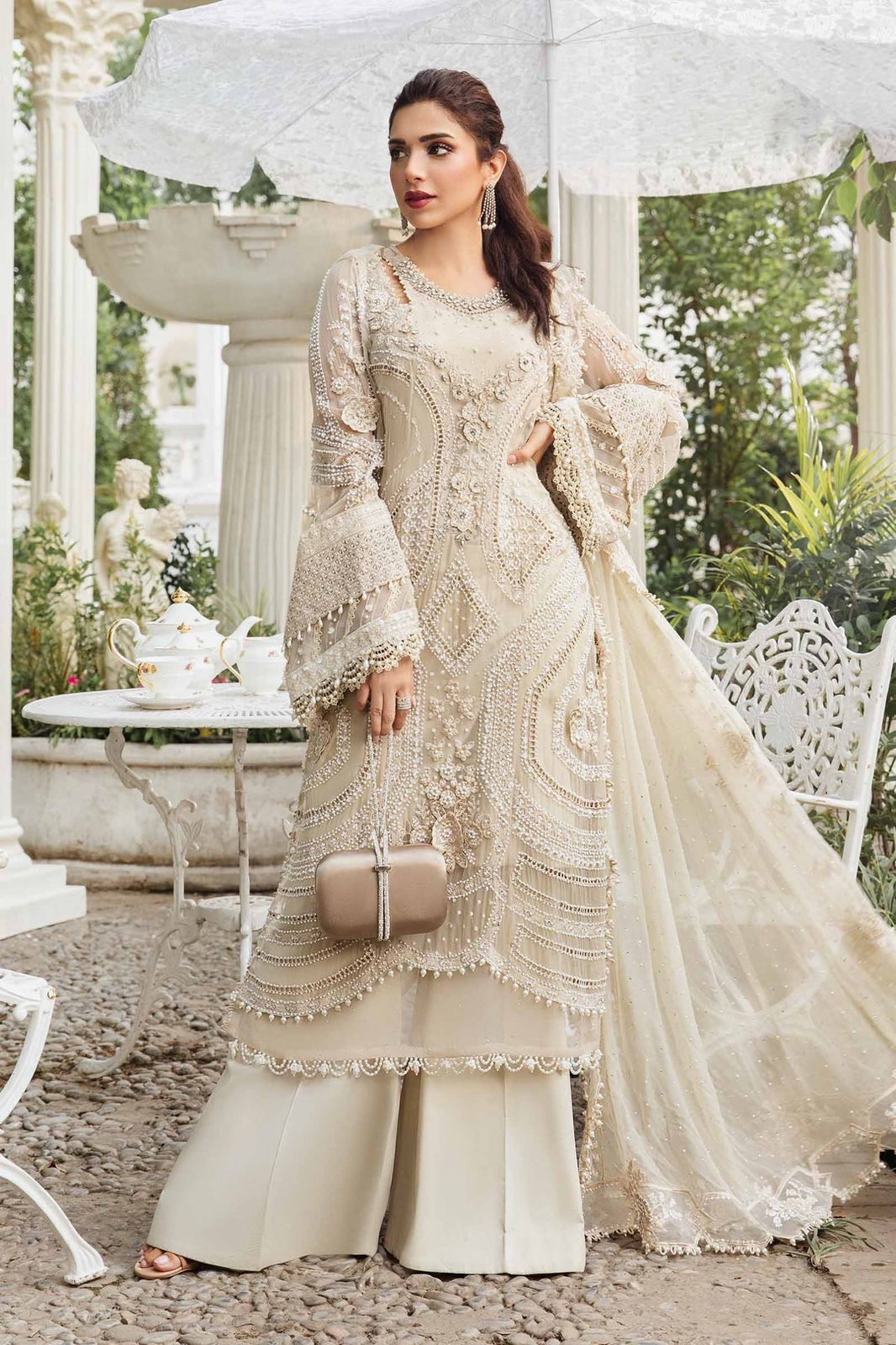 Maria B Chiffon Suit – Luxury 3-Piece Unstitched Embroidered Dress for Women