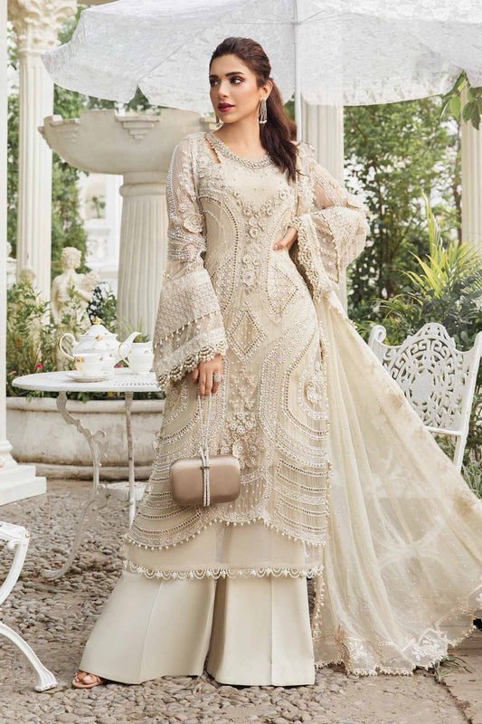 Maria B Chiffon Suit – Luxury 3-Piece Unstitched Embroidered Dress for Women