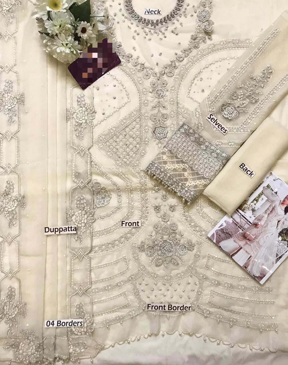 Maria B Chiffon Suit – Luxury 3-Piece Unstitched Embroidered Dress for Women