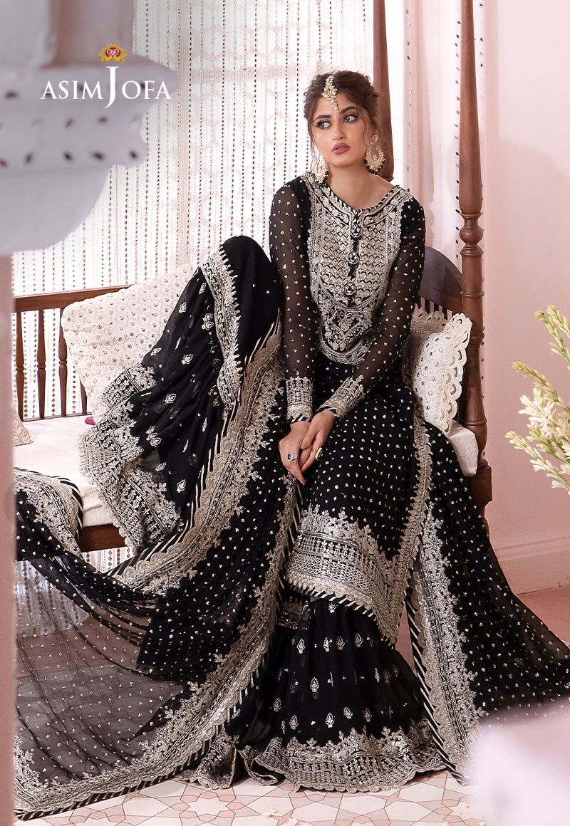 Asim Jofa Chandani Luxury Chiffon Collection – Code MD 1387 | Fully Heavy Embroidered Spangle Work 3 Piece Suit