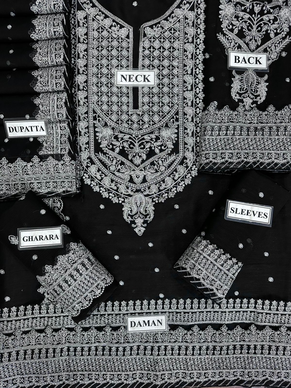 Asim Jofa Chandani Luxury Chiffon Collection – Code MD 1387 | Fully Heavy Embroidered Spangle Work 3 Piece Suit