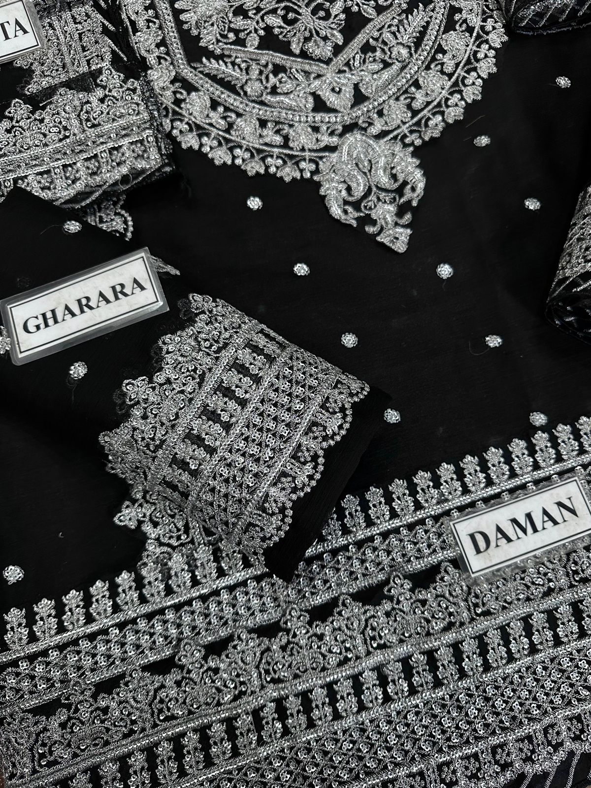 Asim Jofa Chandani Luxury Chiffon Collection – Code MD 1387 | Fully Heavy Embroidered Spangle Work 3 Piece Suit