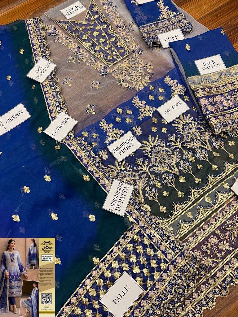 Heer Collection Bridal Chiffon Dress – Design 181 | Digital Chunri Chiffon & Malai with Heavy Sequence Embroidery