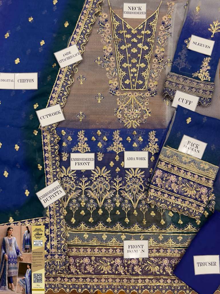 Heer Collection Bridal Chiffon Dress – Design 181 | Digital Chunri Chiffon & Malai with Heavy Sequence Embroidery